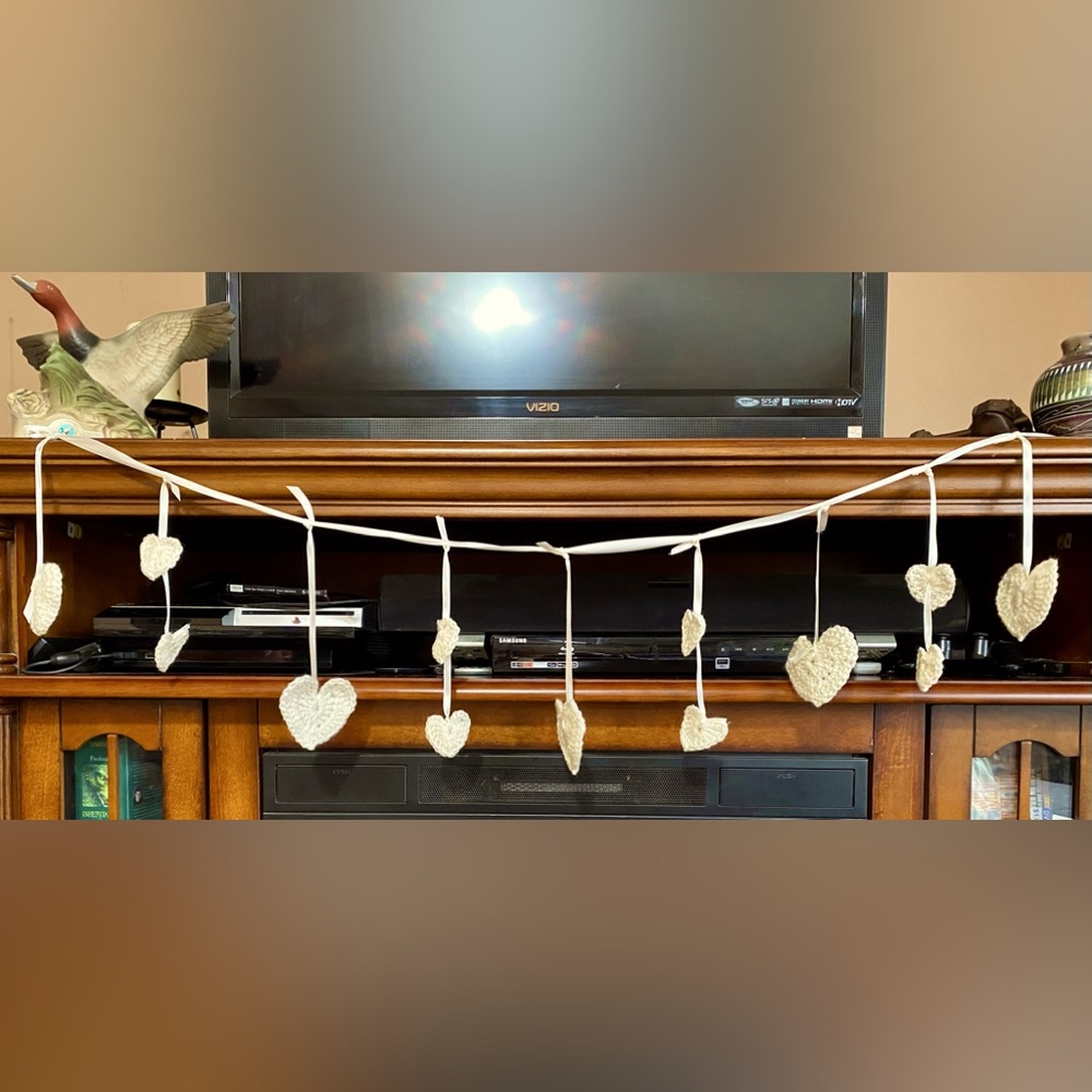 Valentine crocheted heart garland